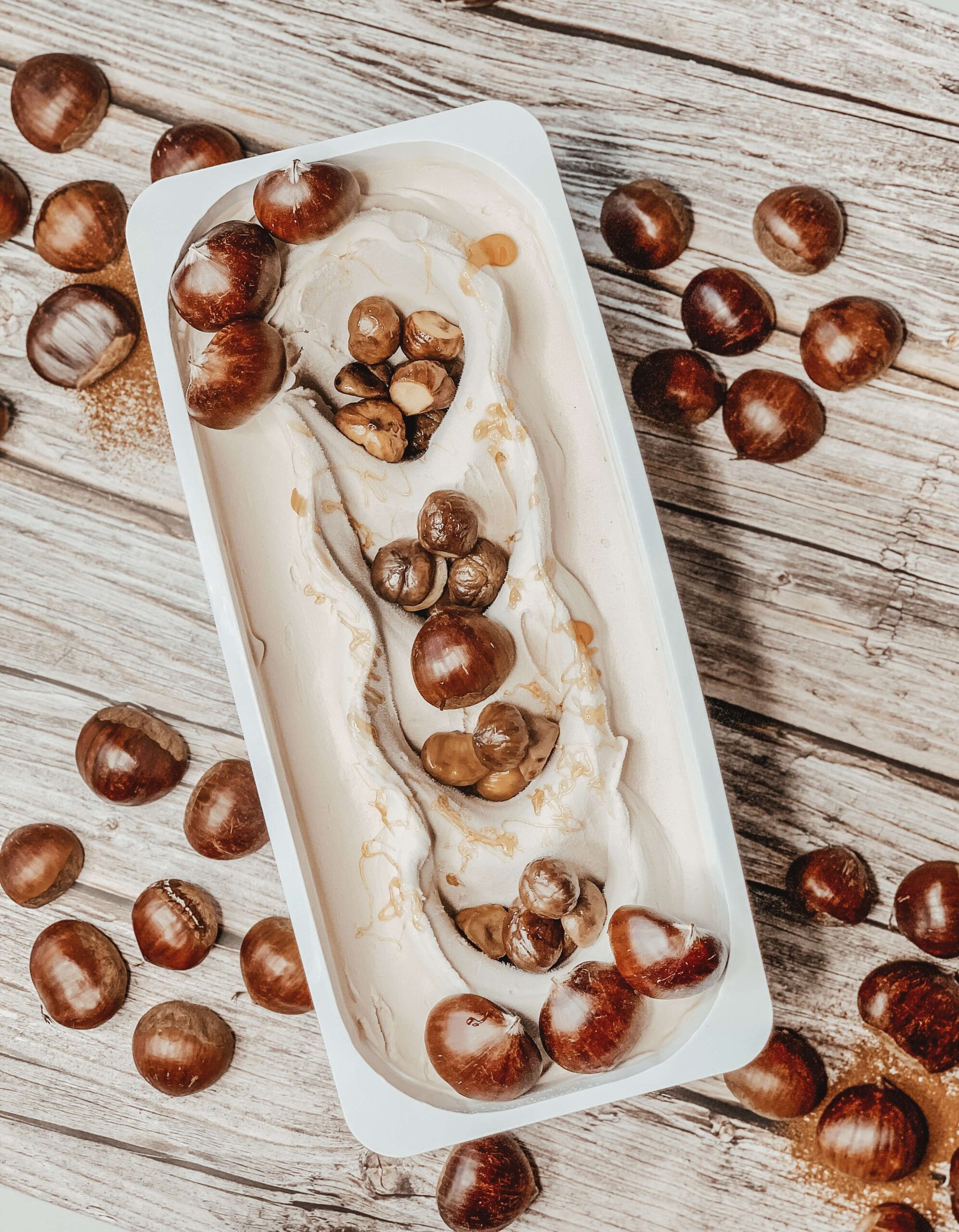 Chesnut gelato flavour Chestnut Gelato – Smooth and delicately sweet, our creamy chestnut gelato captures the rich, nutty warmth of roasted chestnuts, perfect for autumn indulgence.